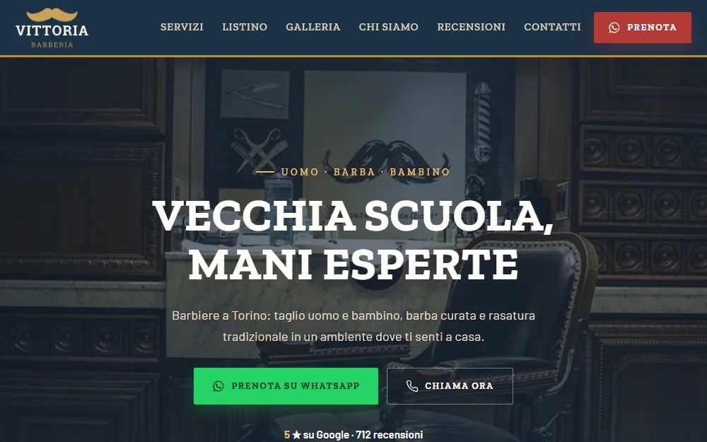 Barberia Vittoria — demo sito barbiere