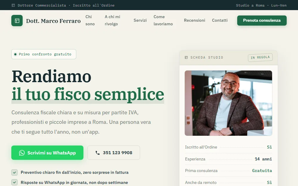 Dott. Marco Ferraro — demo sito commercialista