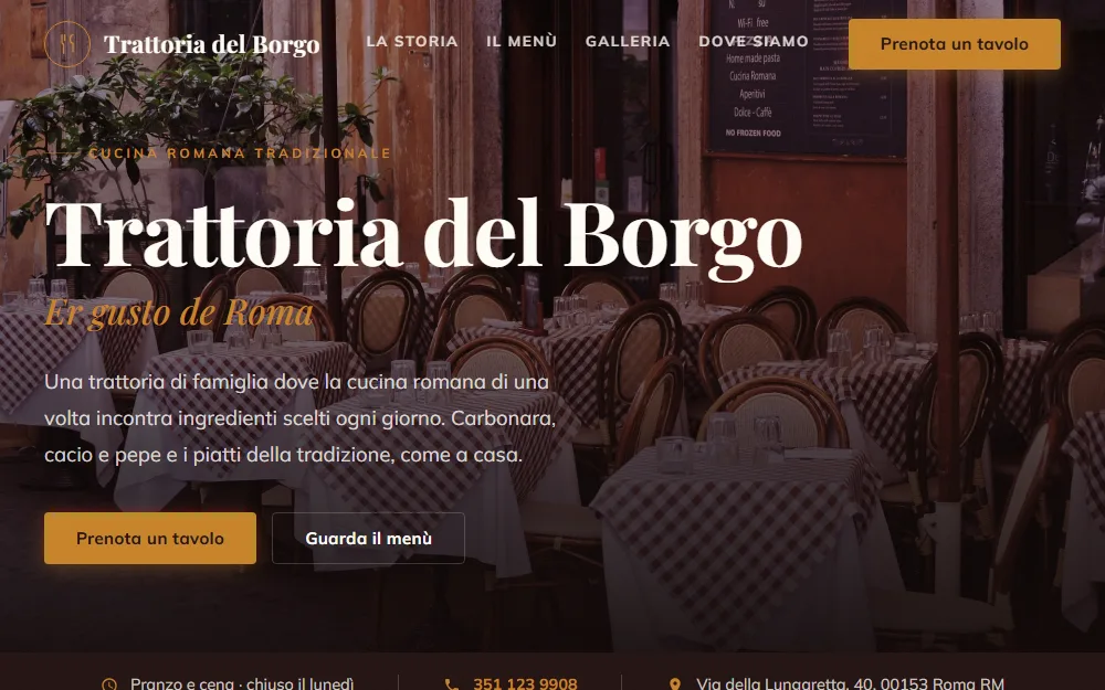 Trattoria del Borgo — demo sito ristorante
